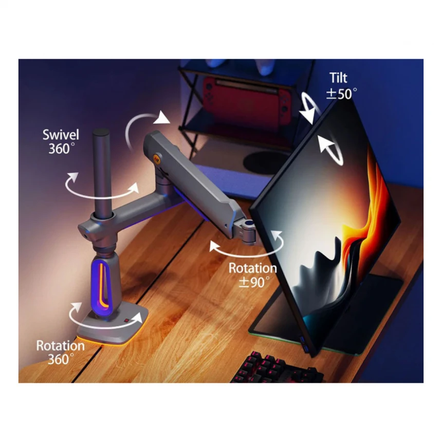 NORTH BAYOU G80 Gaming stoni nosač za monitor mat crni 