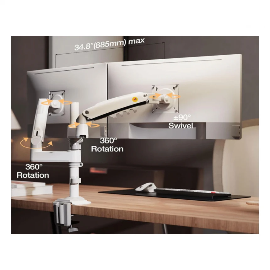 NORTH BAYOU H180 stoni nosač za dva monitora beli 17-27 inča 