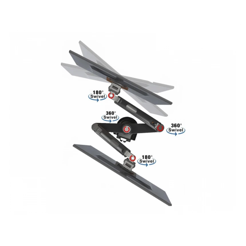 NORTH BAYOU H180 stoni nosač za dva monitora mat crni 17-27 inča 