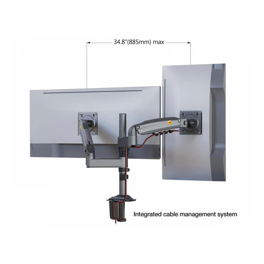 NORTH BAYOU H180 stoni nosač za dva monitora mat crni 17-27 inča 