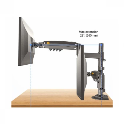 NORTH BAYOU H180 stoni nosač za dva monitora mat crni 17-27 inča 