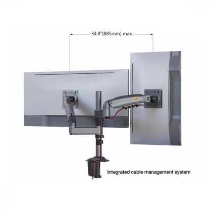 NORTH BAYOU H180 stoni nosač za dva monitora mat crni 17-27 inča 