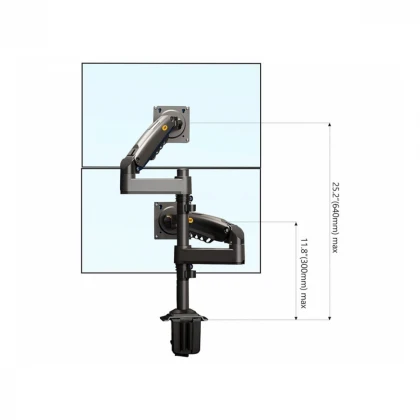 NORTH BAYOU H180 stoni nosač za dva monitora mat crni 17-27 inča 
