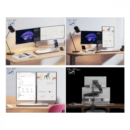 NORTH BAYOU H180 stoni nosač za dva monitora mat crni 17-27 inča 