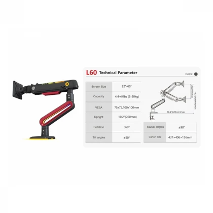 NORTH BAYOU L60 Gaming stoni nosač za monitor mat crni 
