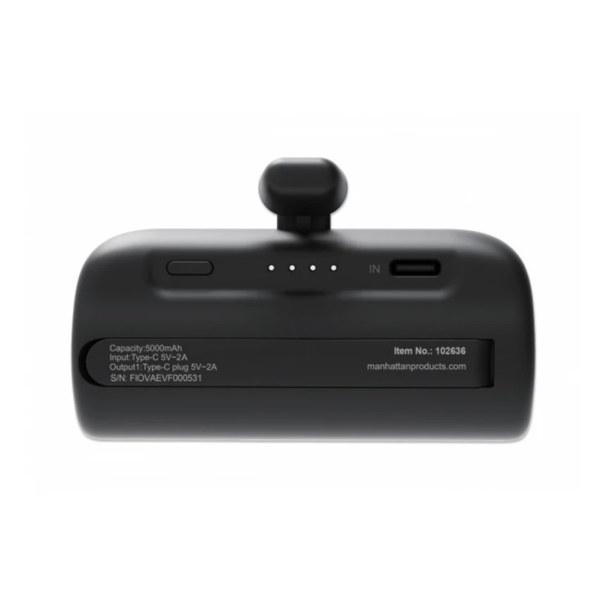 Powerbank Manhattan 1026336 5000mAh 10W/Black/USB-C