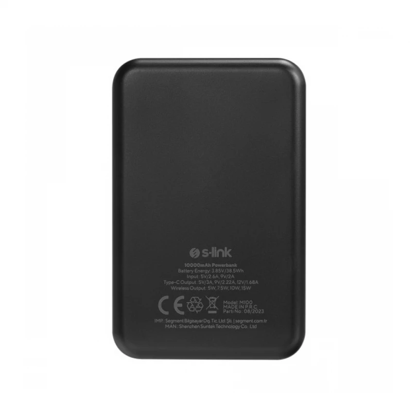 Powerbank S-LINK M100 10000mAh LCD/PD20W/Magsafe/crni