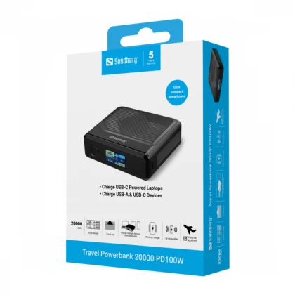 Powerbank Sandberg Travel 421-25 20000mAh PD100W/bežično punjenje