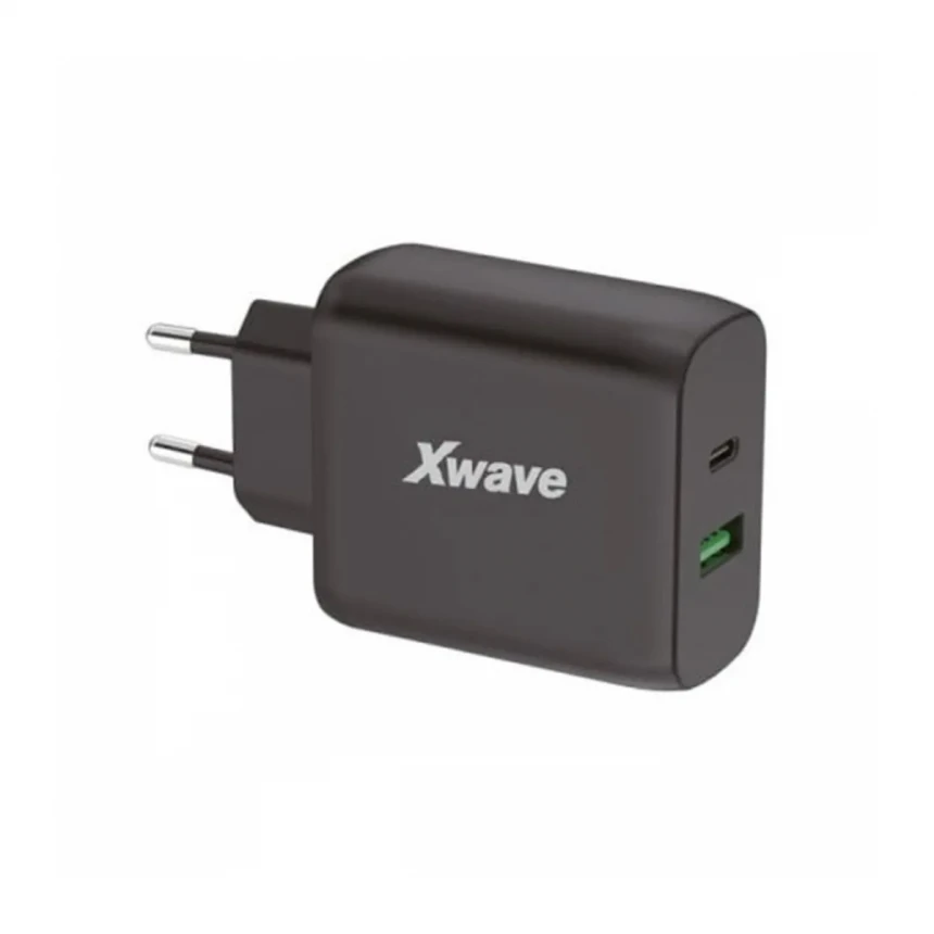 Punjač Xwave GaN45-AC USB-A+USB-C crni