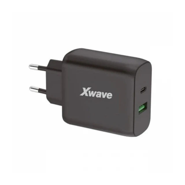 Punjač Xwave GaN45-AC USB-A+USB-C crni
