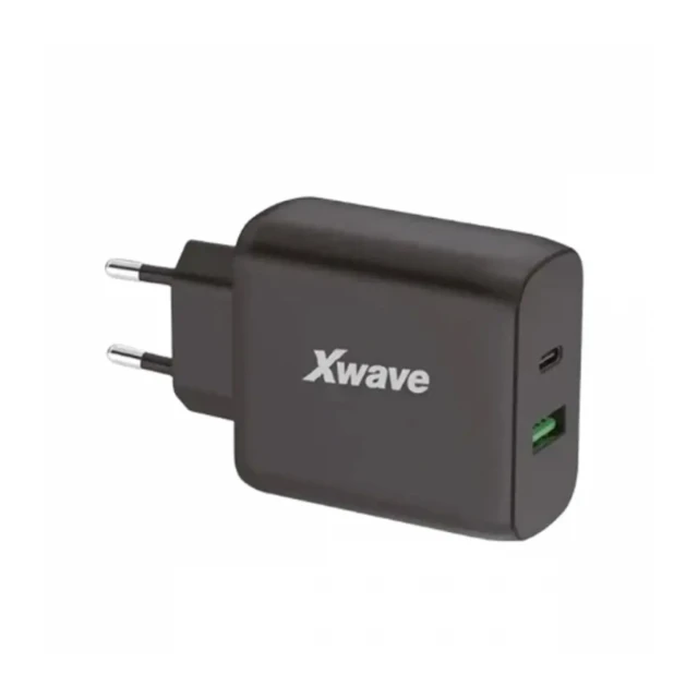 Punjač Xwave GaN65-AC USB-A+USB-C crni