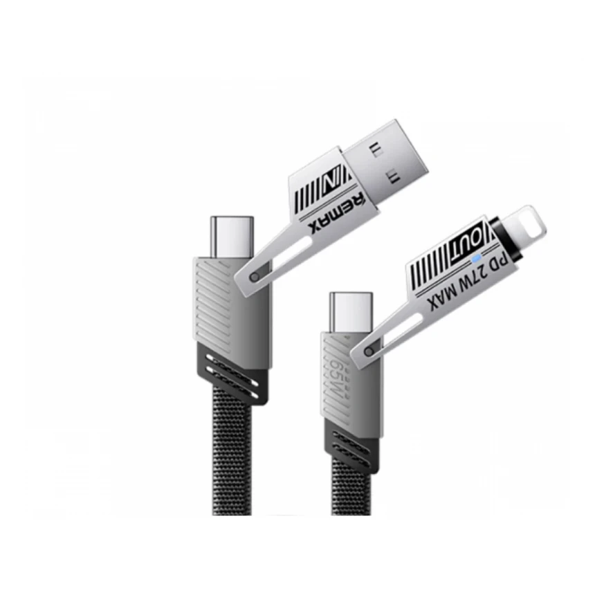 REMAX RC-C189  USB A+C na USB C+Lightning 2u2 65W 1m data kabl crni 
