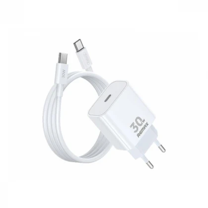 REMAX RP-U71 Strujni punjač GaN 30W USB-C i USB-C na USB-C 1m kabl beli 