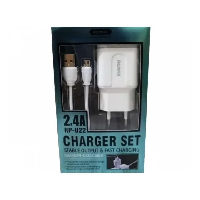 REMAX Strujni FAST punjač 2,4A 2x USB+ TIP C kabl 1m beli 