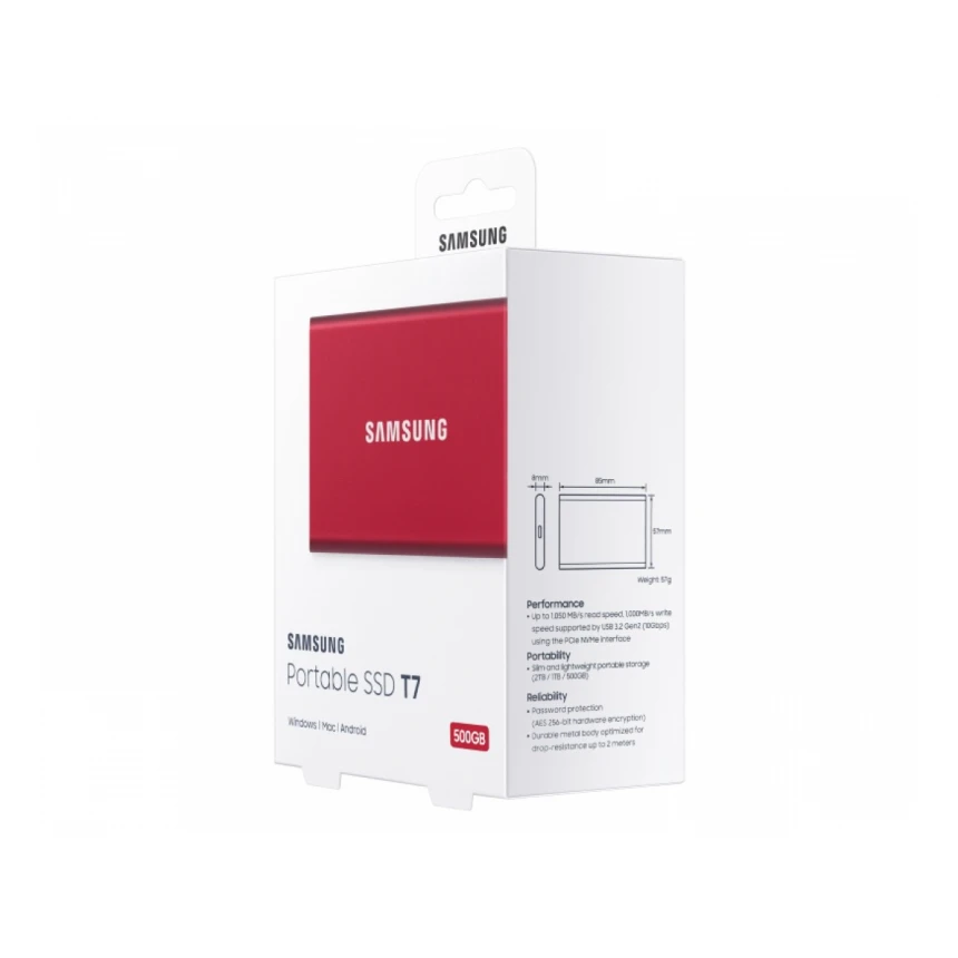 SAMSUNG Portable T7 500GB crveni eksterni SSD MU-PC500R 