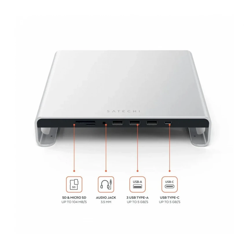 Satechi Aluminum Monitor Stand Hub za iMac - Silver