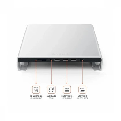 Satechi Aluminum Monitor Stand Hub za iMac - Silver