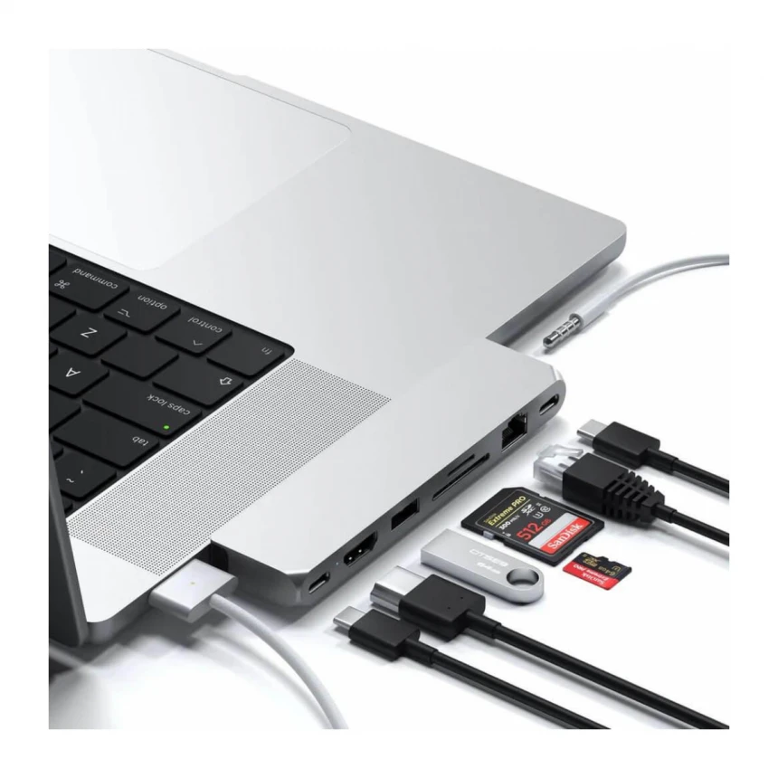 Satechi Pro Hub Max (1xUSB4,1x HDMI 4K 60Hz,1xUSB-A3.0,1x micro/SD,1xEthernet,1xUSB-C,1xAudio) - Silver