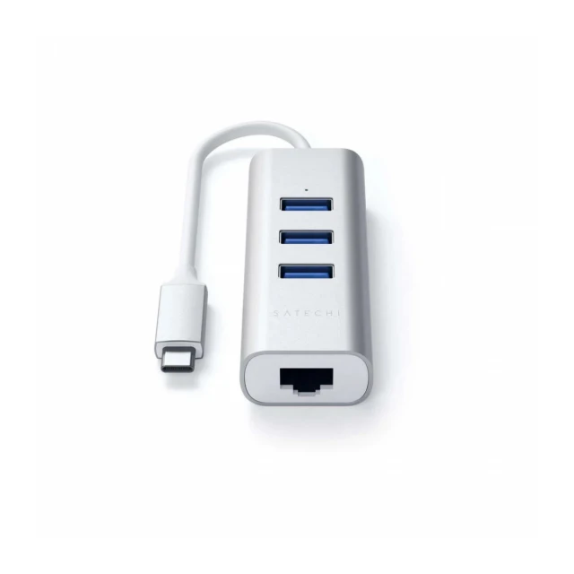 Satechi TYPE-C 2-IN-1 USB HUB SA ETHERNET - Silver