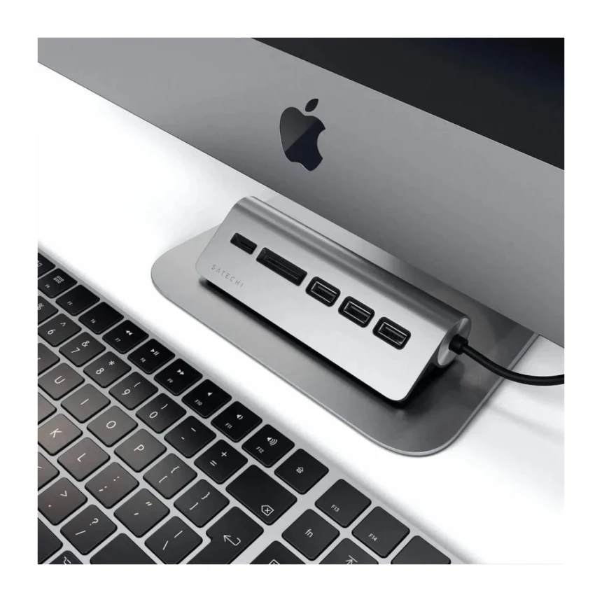 Satechi TYPE-C Aluminum USB Hub &amp; Card Reader - Space Gray