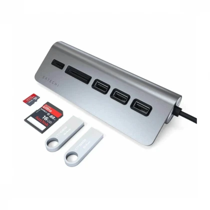 Satechi TYPE-C Aluminum USB Hub &amp; Card Reader - Space Gray