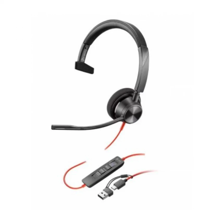 Slušalice sa mikrofonom HP Poly Blackwire 3320 mono usb-c + usb c/a adapter crne