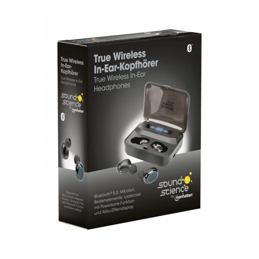 Slušalice TWS Manhattan 180382 Bluetooth 5.0 crne