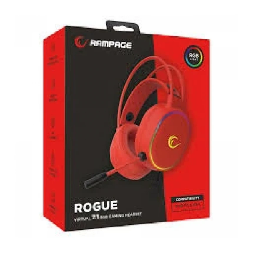 Slušalice žične gaming Rampage ROGUE RGB crvene 35132