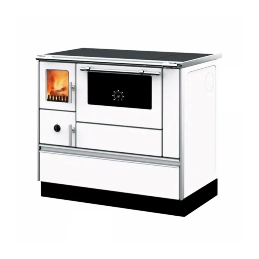 Šporet na čvrsto gorivo Alfa Plam 90H Dominant ECO, beli, desni