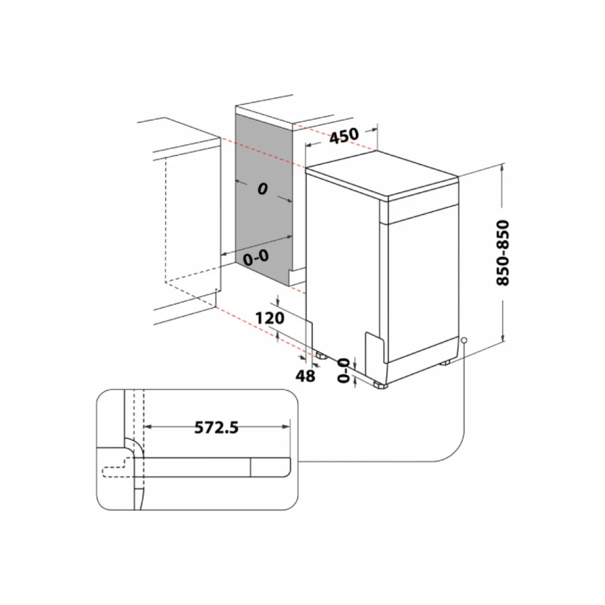 Sudomašina WHIRLPOOL WSFO 3B23 P/samostojeca/E/10 kompleta/59x45x85cm/bela	