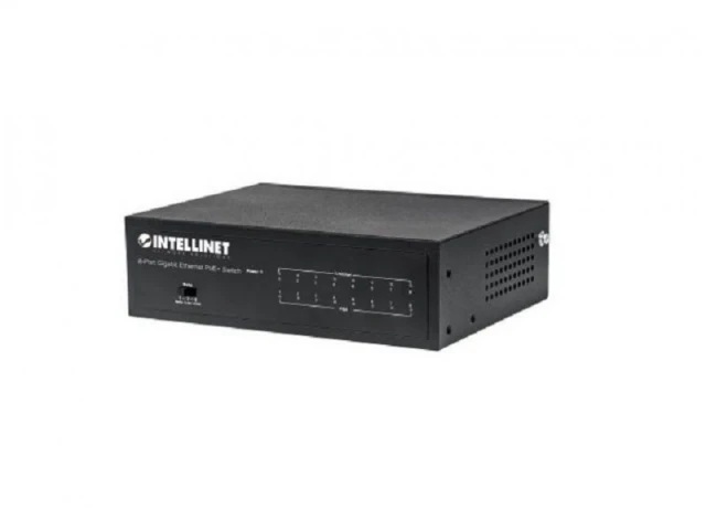 Intellinet 8-Port Gb PoE+ Switch 2 RJ45 Gigabit Uplink Ports