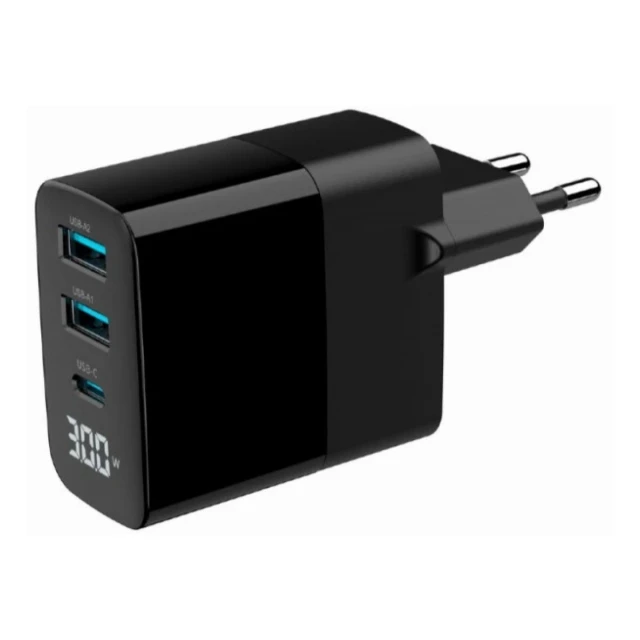 TA-UC-PDQC30LCD-BK-02 Gembird GaN USB brzi punjac, 30W 3-port (2xUSB-A+ USB-C)