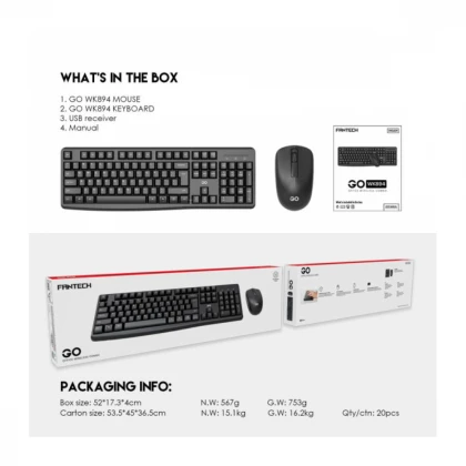 Tastatura + Mis Wireless Fantech WK-894 US crna