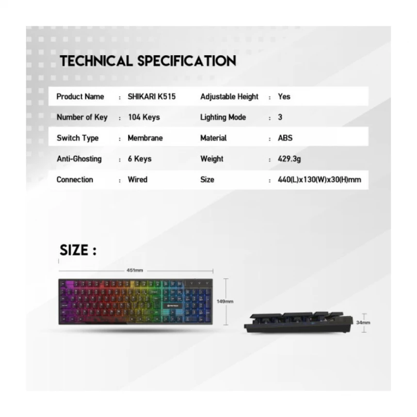 Tastatura USB Fantech K515 Shikari US crna