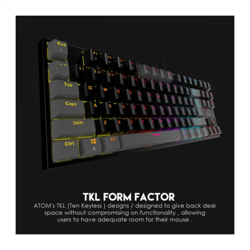 Tastatura USB Fantech MK876 RGB Atom TKL (Blue switch) US crna