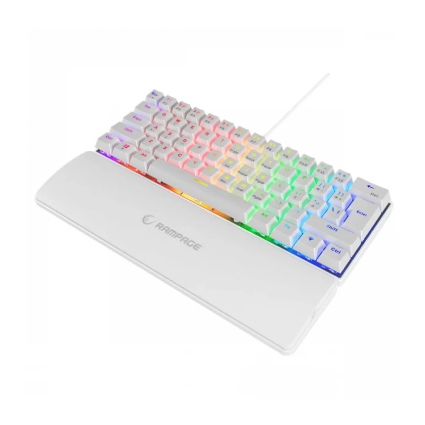 Tastatura žična gaming Rampage PLOWER K60 mehanička plavi switch bela 37254