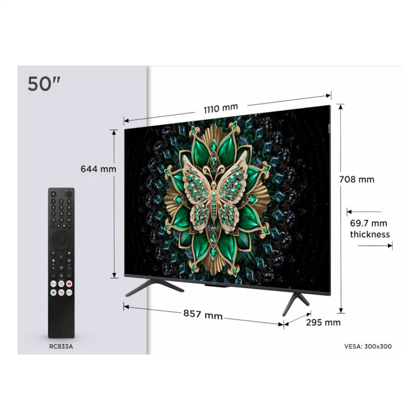 Televizor TCL 50C6K/MiniLED-QLED/50"/4K UHD/144Hz/Google TV/crna