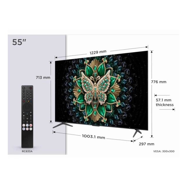 Televizor TCL 55C6K/MiniLED-QLED/55"/4K UHD/144Hz/Google TV/crna