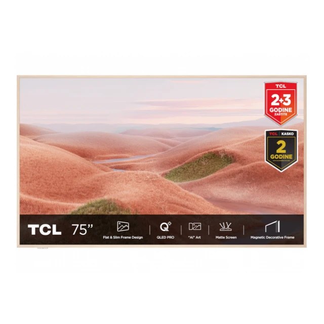 Televizor TCL 75A300W/QLED/75"/4K UHD/144Hz/Matte Screen/"Ai" Art/Google TV/frame