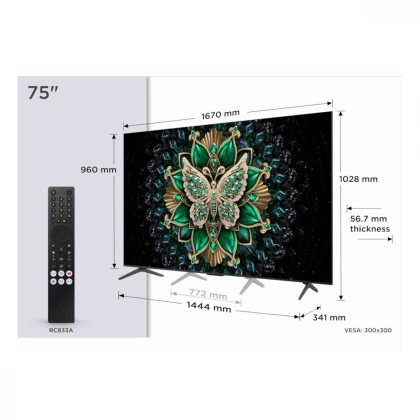 Televizor TCL 75C6K/MiniLED-QLED/75"/4K UHD/144Hz/Google TV/crna