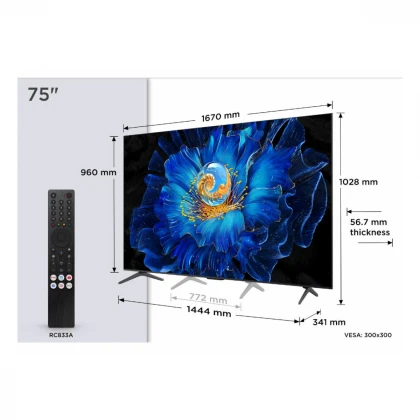 Televizor TCL 75C6KS/QLED MiniLED/75"/4K UHD/60Hz/Google TV/crna