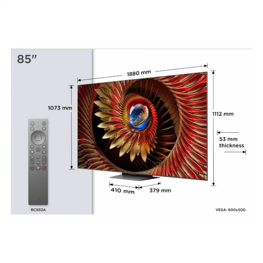 Televizor TCL 85C8K/QLED MiniLED/85"/4K UHD/144Hz/Google TV/crna
