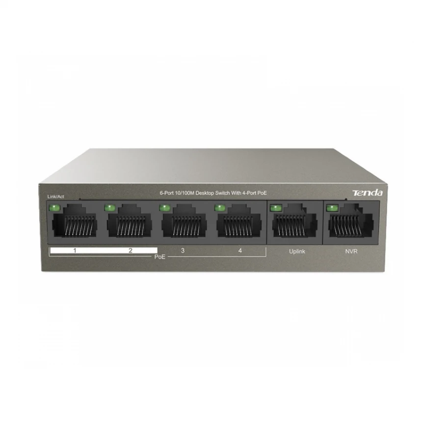 TENDA TEF1106P-4-63W 6-Port 10/100M Desktop Switch with 4-Port PoE 