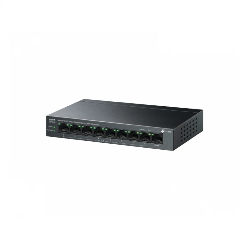 TP-LINK_ LS109P(UN) 9-Port 10/100Mbps Desktop Switch sa 8-Portova PoE+ 