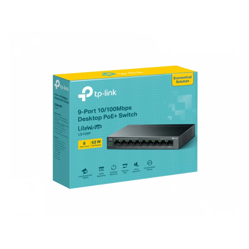 TP-LINK_ LS109P(UN) 9-Port 10/100Mbps Desktop Switch sa 8-Portova PoE+ 
