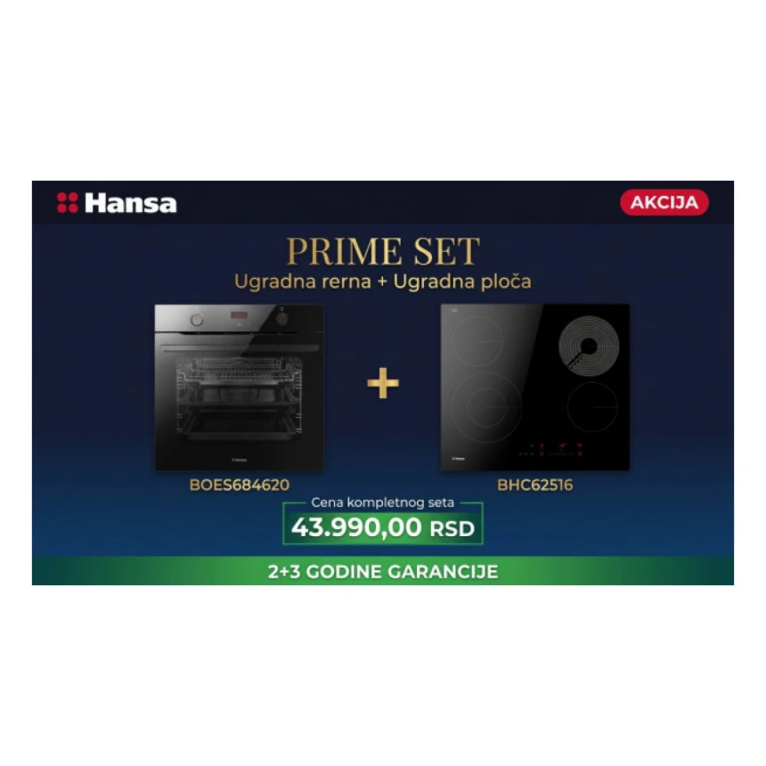 Ugradni set rerna BOES684620 + ploca BHC62516