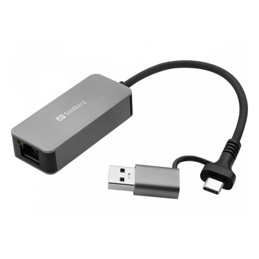 USB adpater Sandberg 136-68 USB-C/A na RJ-45 Gigabit