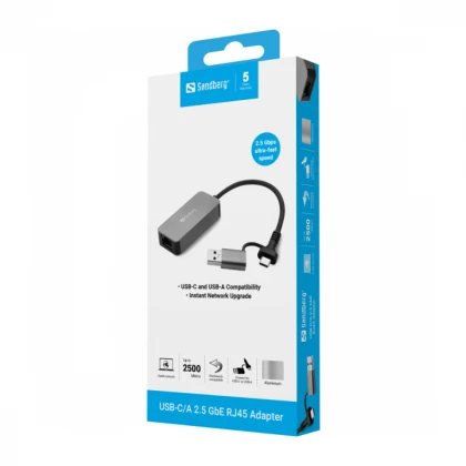 USB adpater Sandberg 136-68 USB-C/A na RJ-45 Gigabit