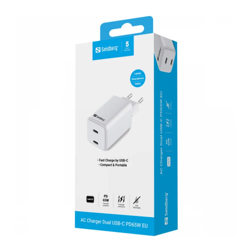 USB auto punjač Sandberg 441-56 Dual USB-C PD 65W