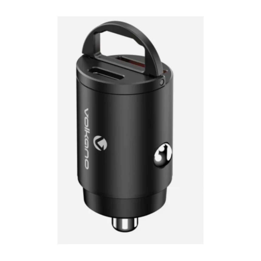 USB auto punjač Volkano Obscurix Series VK-8007-BK 30W USB-A + USB-C